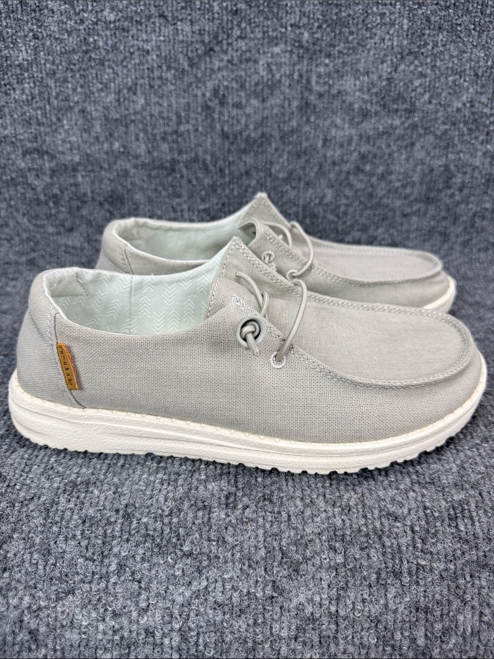 Hey Dude Wendy Chambray Light Gray Canvas Slip-On Loafers Size 6 EU 37